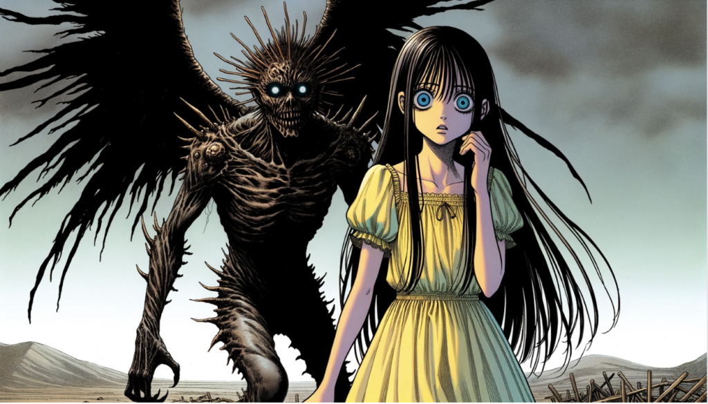 An anime girl with a demon behind her