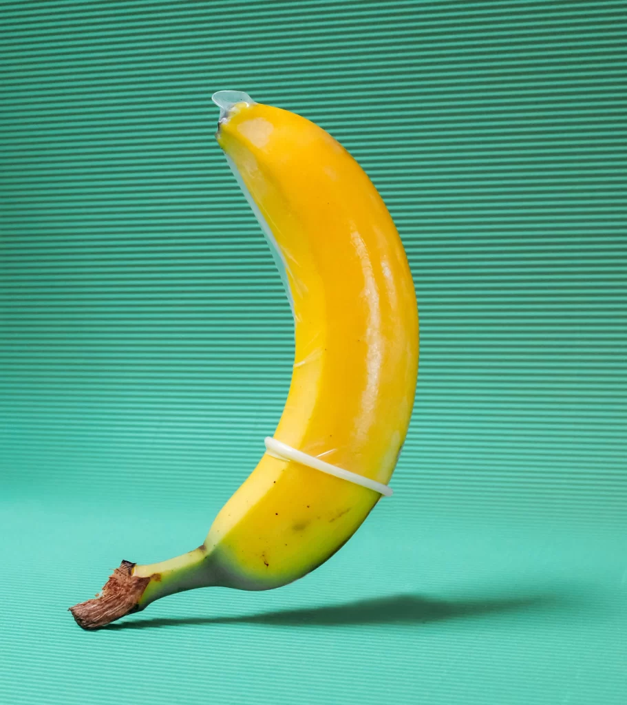 A banana with a condom on it