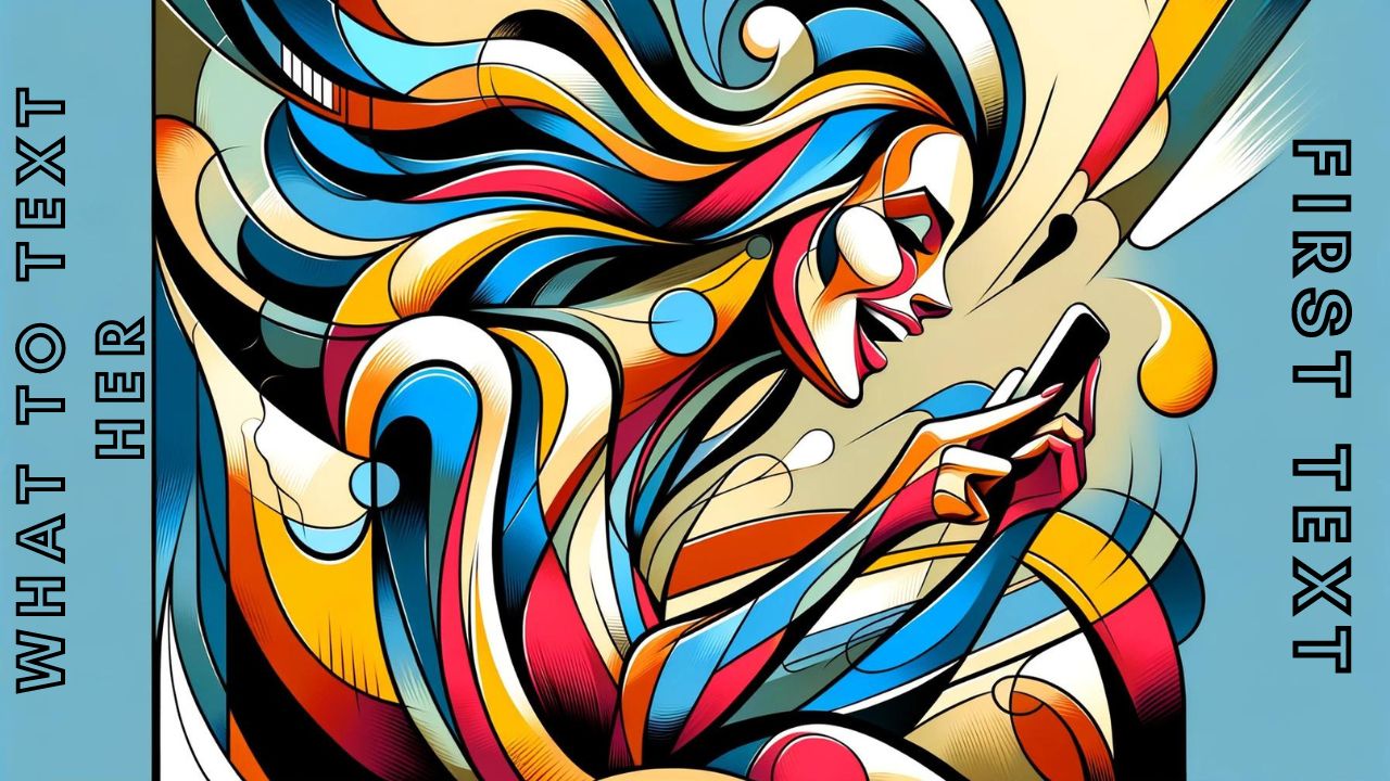 Abstract art of a woman texting