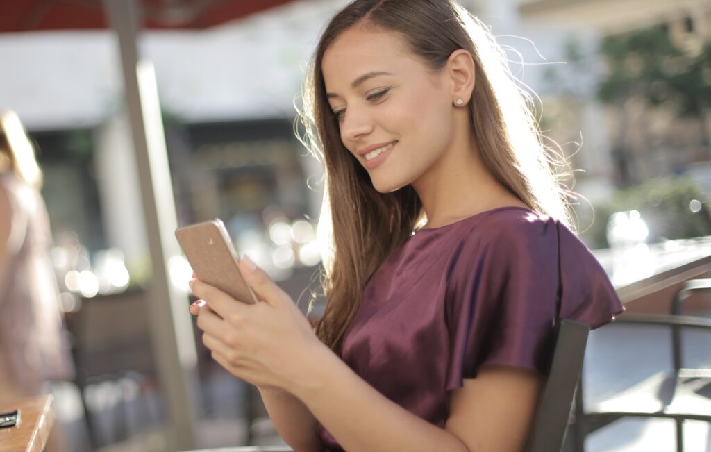 A woman texting 