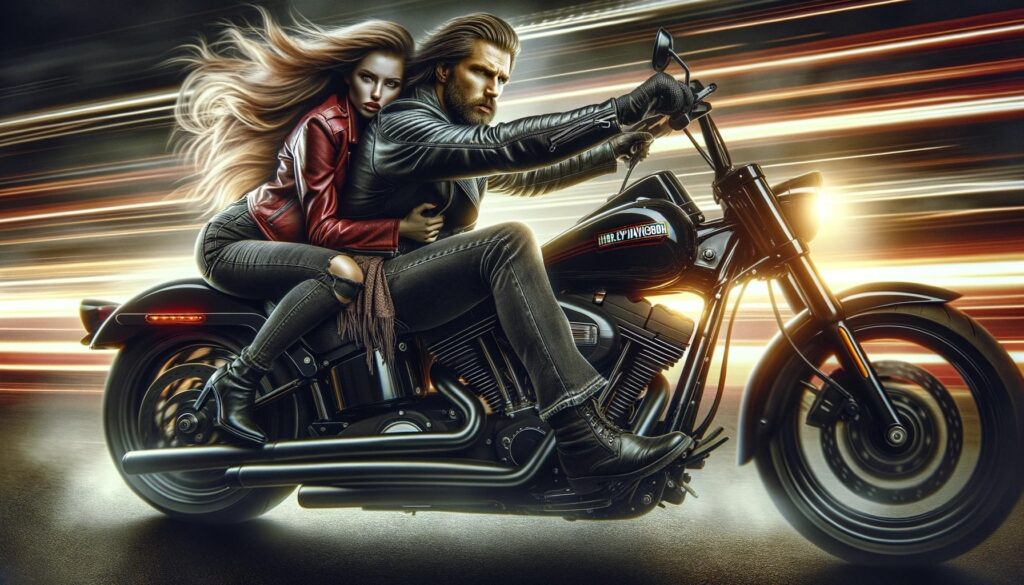 A woman riding on the back of a harley davidson with a man