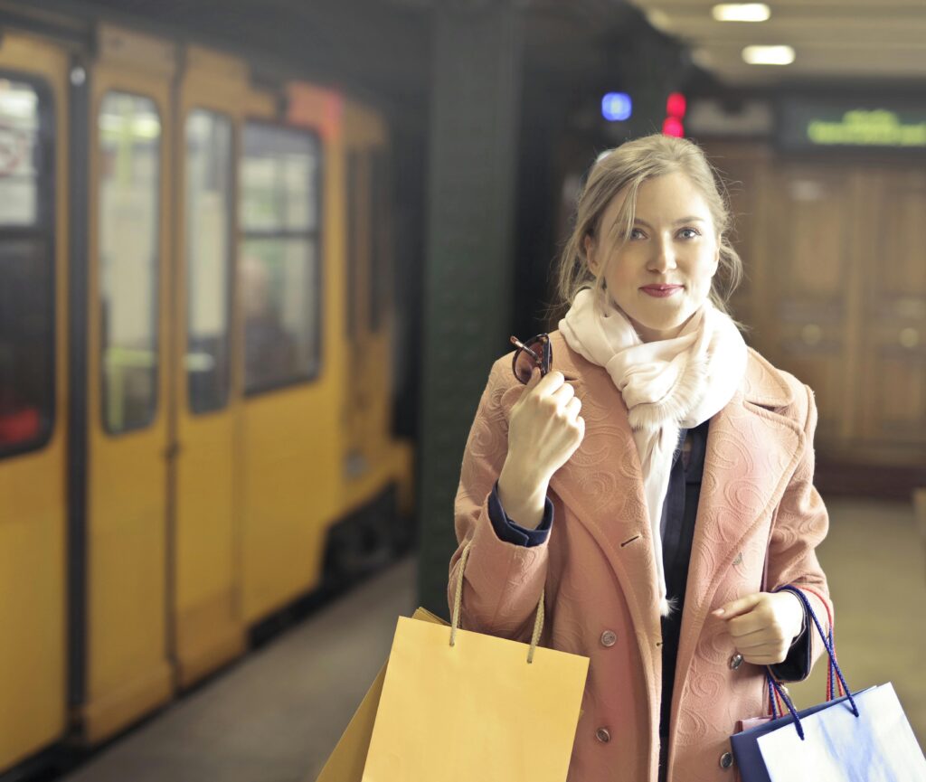 Pretty girl in a subway underground